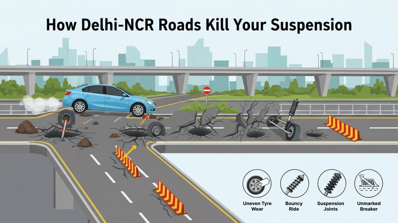 How Delhi–NCR Road Conditions Accelerate Wear on Your Car’s Suspension