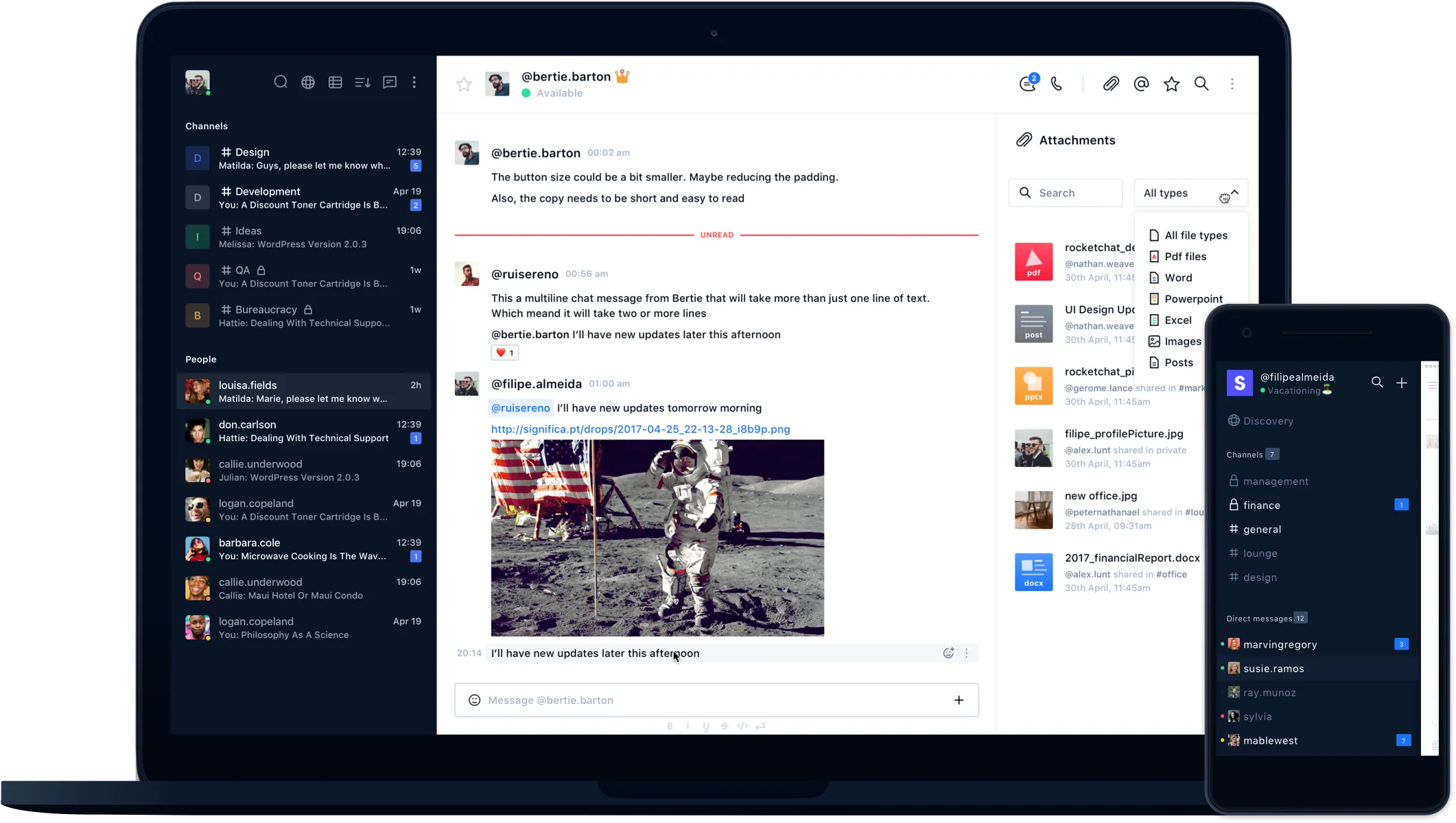 Rocket Chat Dashboard and UI Image