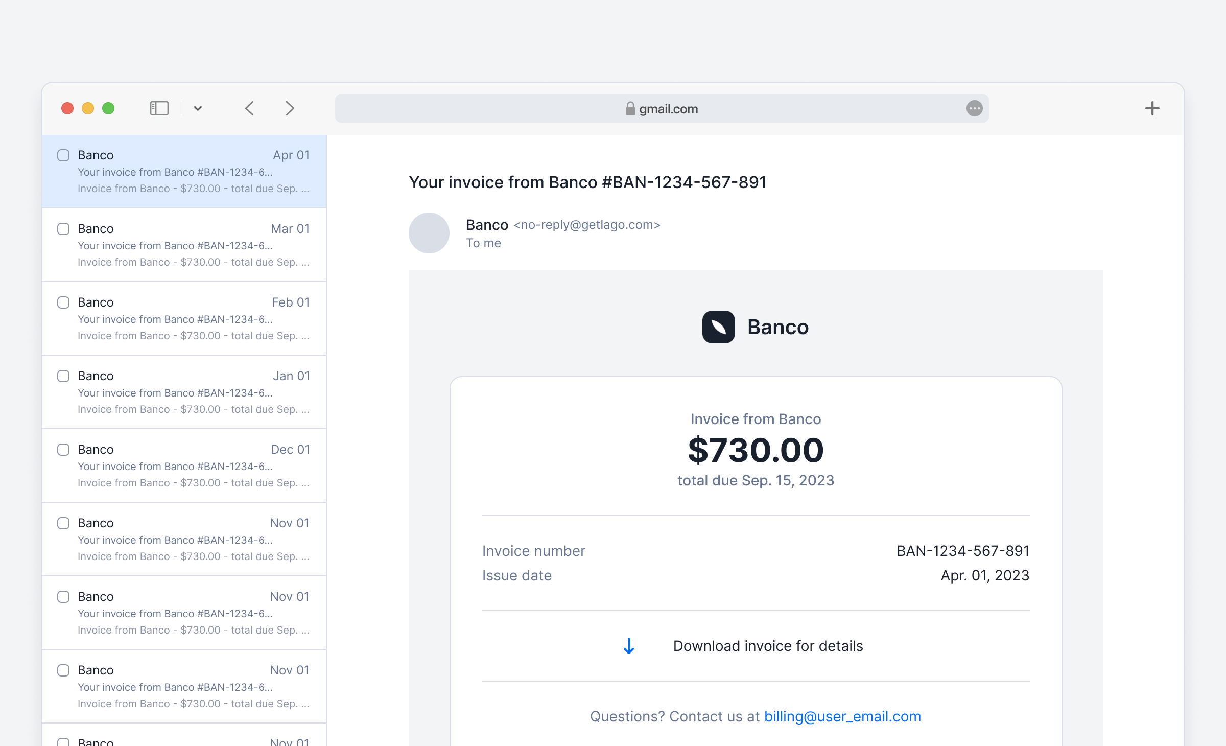 GetLago Email Invoice templates