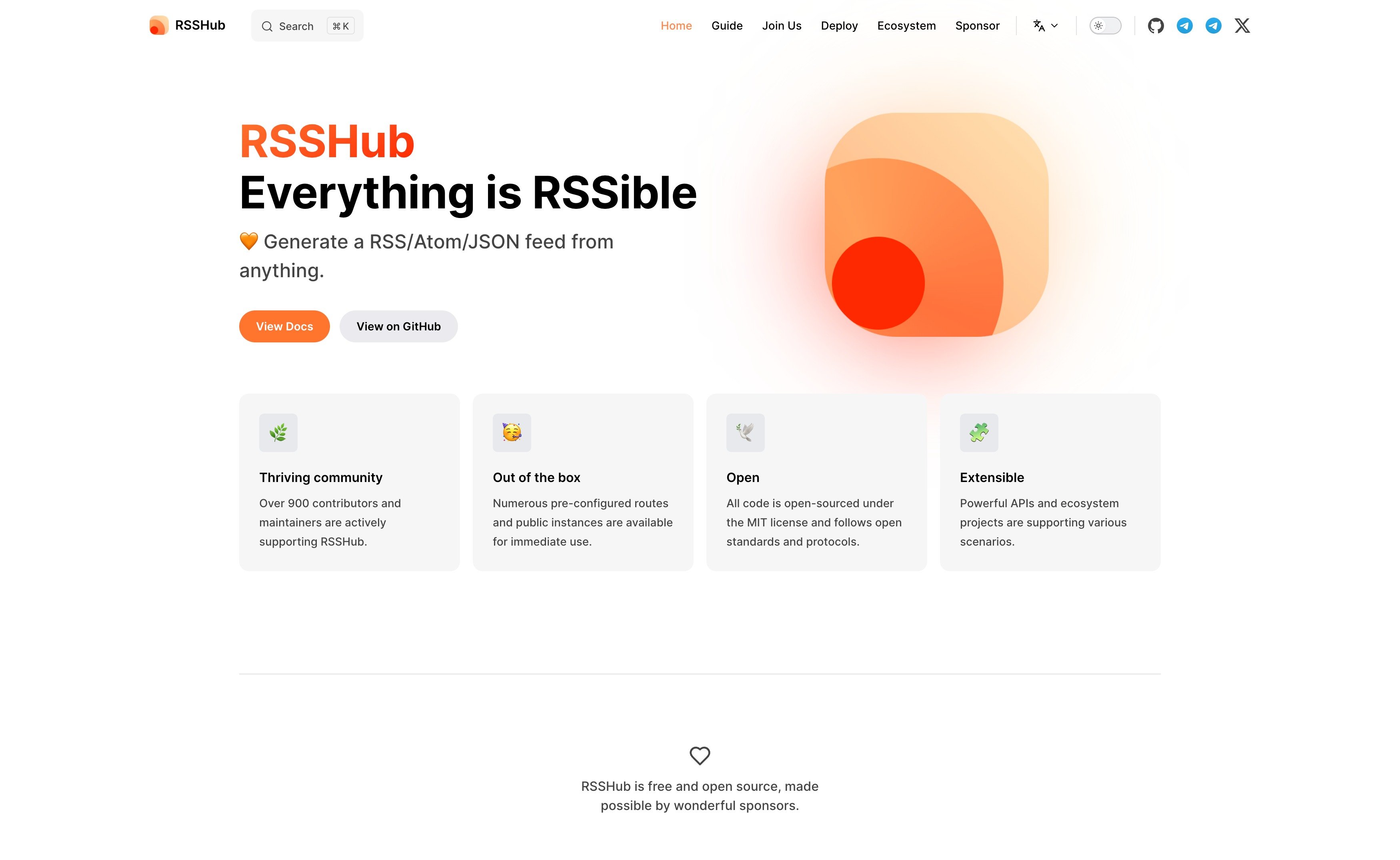 RSSHub Dashboard and UI Image