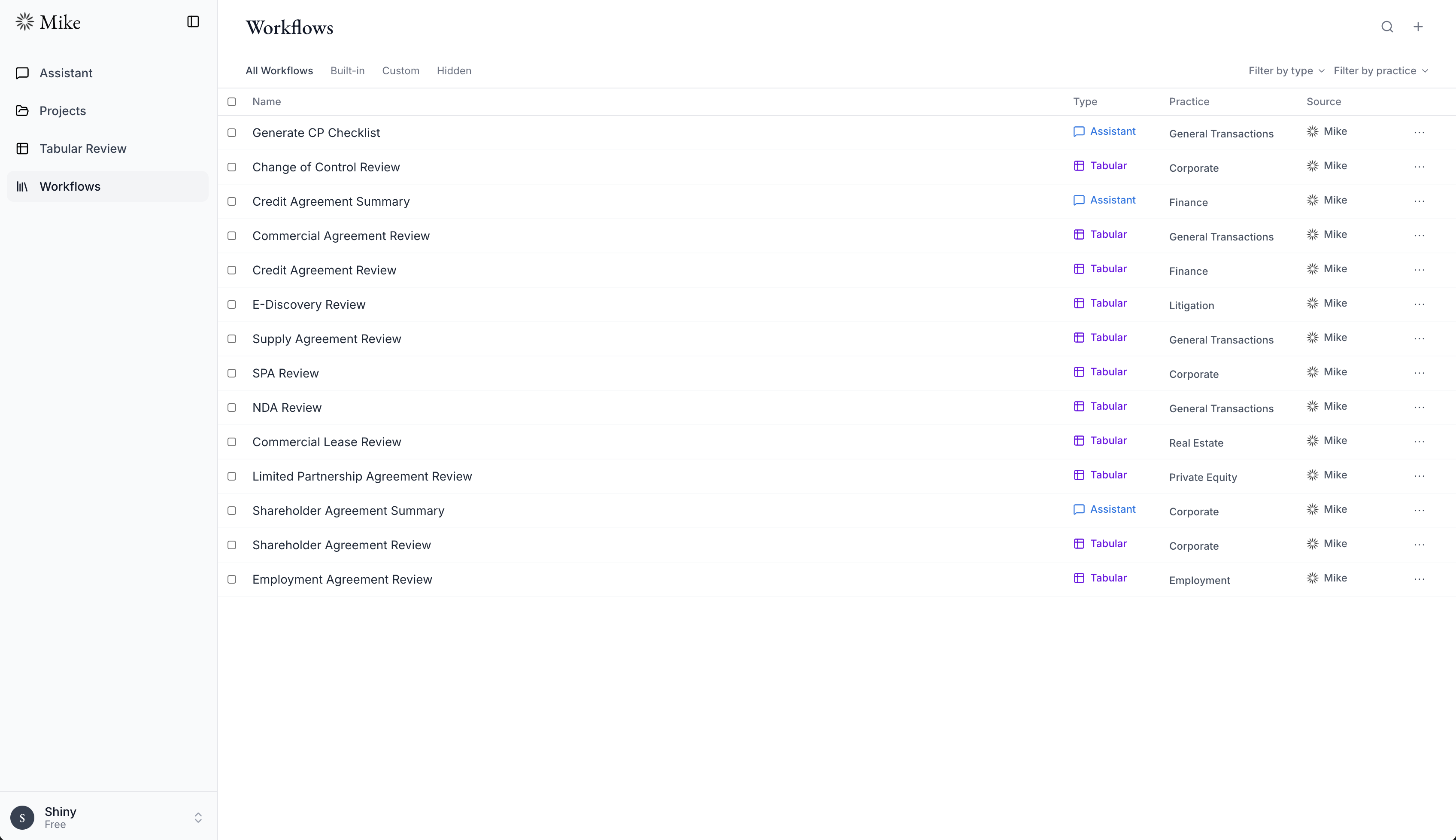 Mike AI legal workflows and document extraction Mike AI legal workflow automation and tabular review