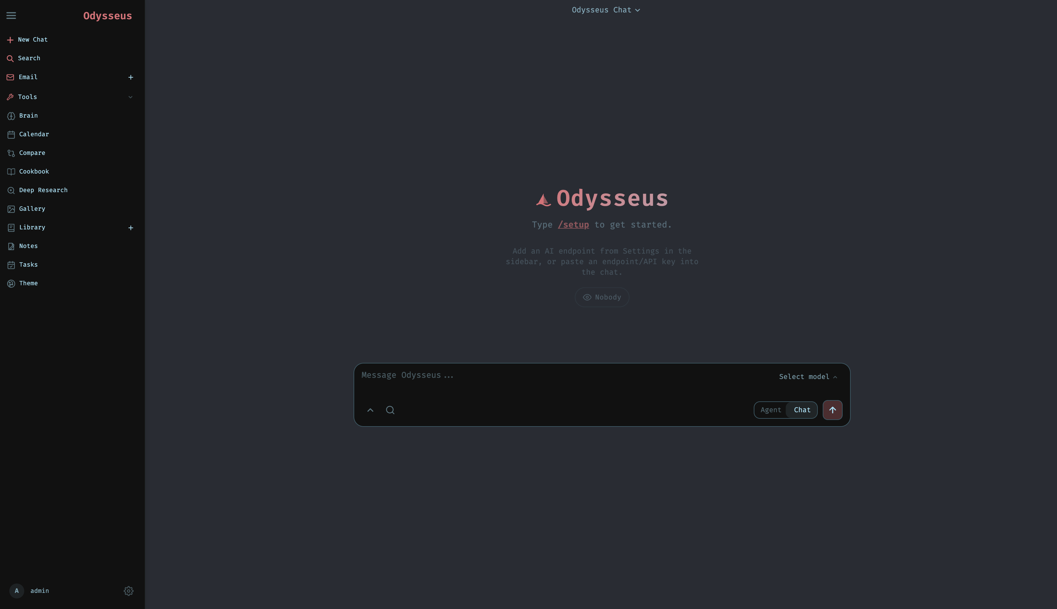 Odysseus open source self-hosted AI workspace and ChatGPT alternative chat interface
