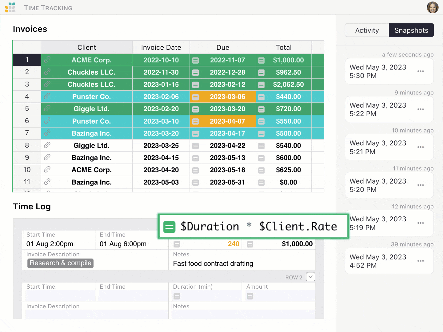 Grist spreadsheet database dashboard