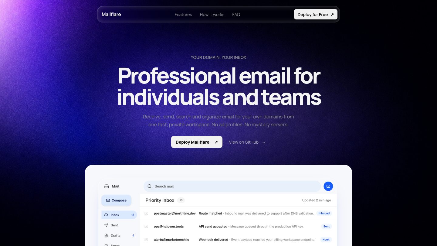 Hosting Mailflare open source email inbox on Railway Mailflare self hosted email inbox for custom domains