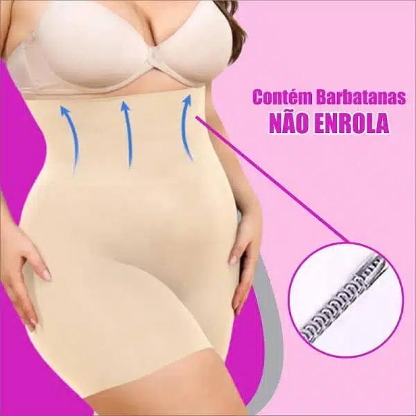 Short Cinta Modelador define a cintura com barbatanas