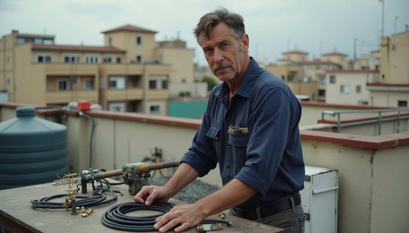 Antenas en Barcelona en Barcelona: detalle de cable coaxial y conectores preparados sobre la mesa de trabajo