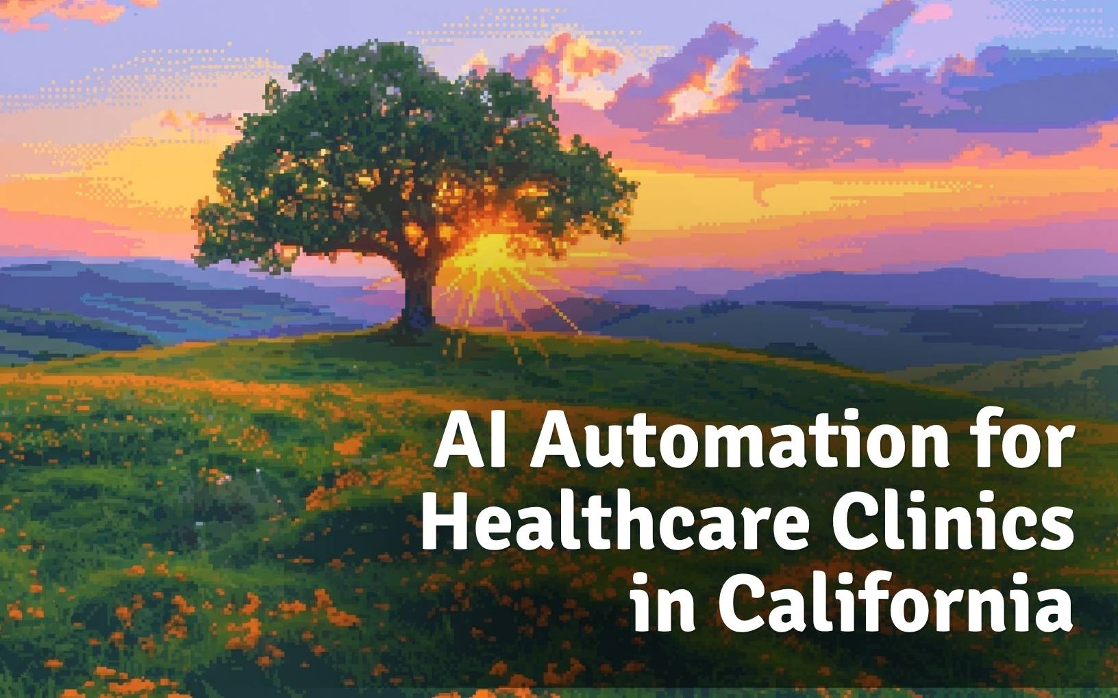 AI automation system connecting patient intake, scheduling, referrals, billing administration, secure records, and staff review in a California clinic.