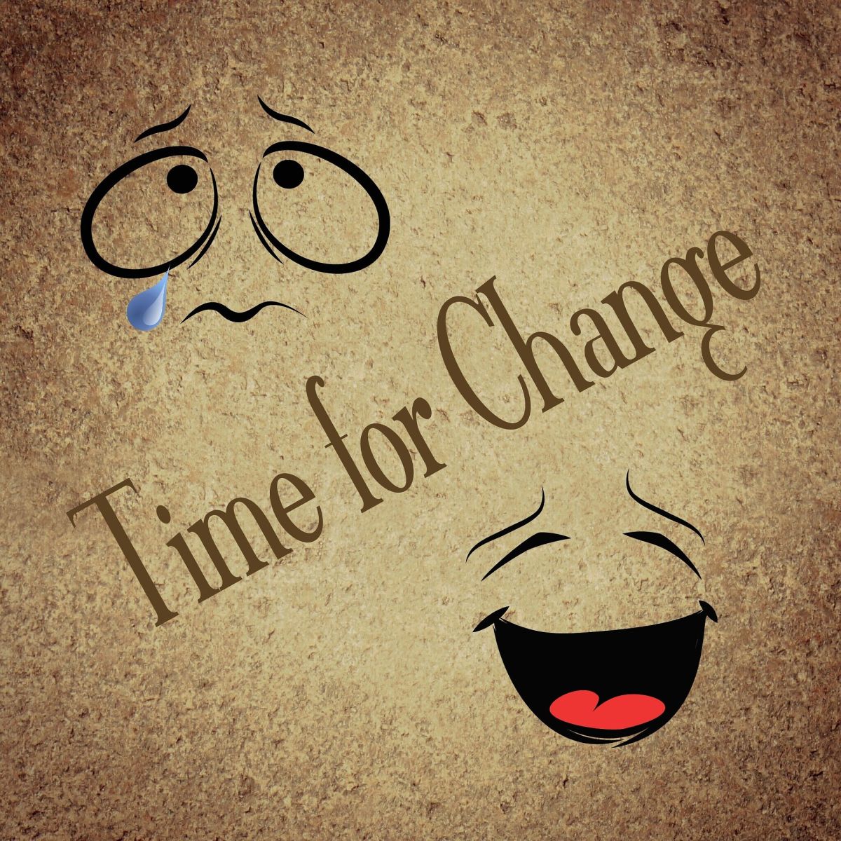 Time for change, sad, cheerful, smile, cry, yin, yang