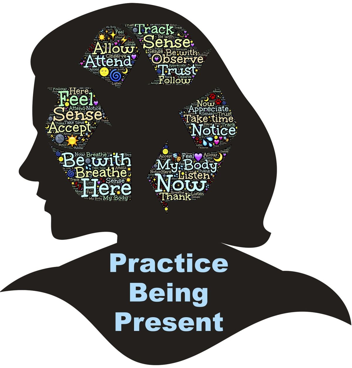 Woman silhouette : Practice being present