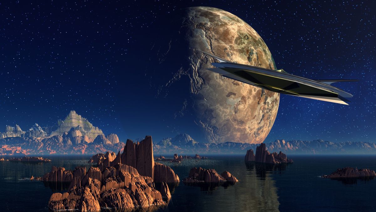 Science fiction space art, ufo, spaceship