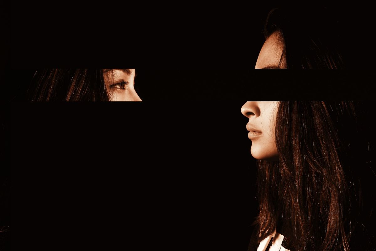 Woman watching herself