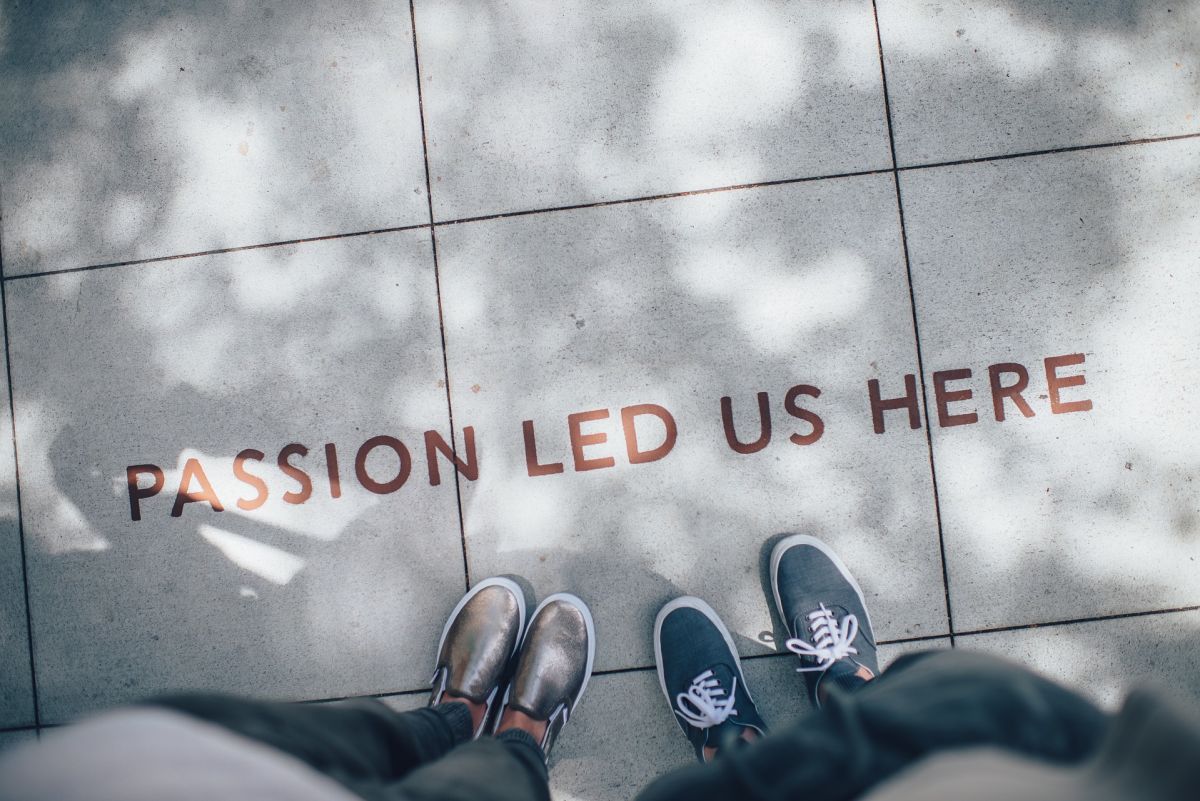 Passion led us here: Quote. Feet, floor