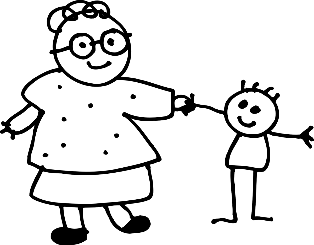 Grandmother hand in hand with grandson