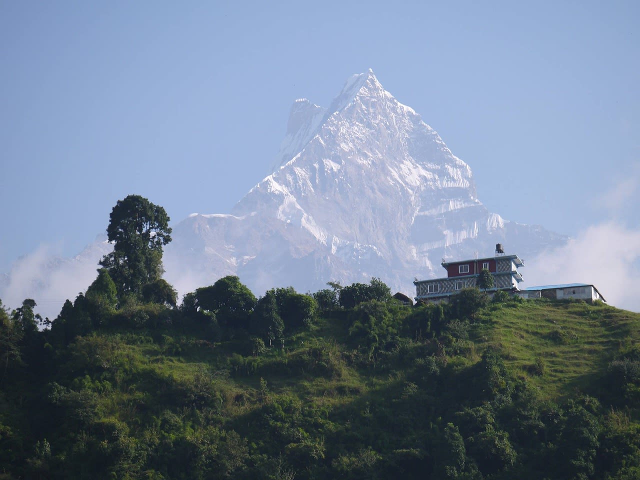 Mountain peak in Nepal, hills, green nature