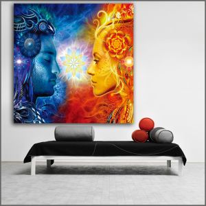 Large size Printing Oil painting Tantra Shiva and Shakti wall art canvas prints pictures for living room and bedroom No Frame Image 1