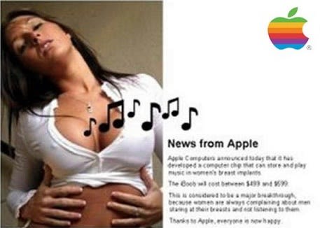 Apple iTit enables listening music with female breasts...