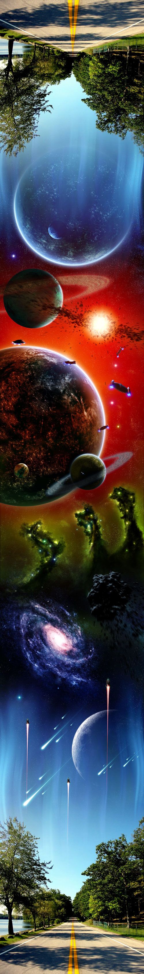 Huge space fantasy worlds science fiction art