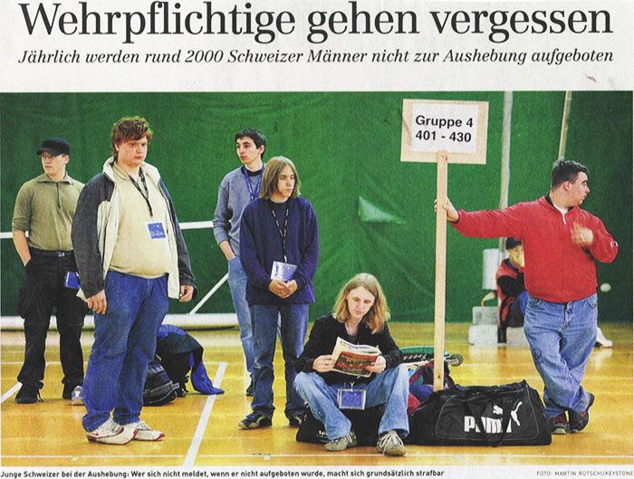 Schweizer Rekruten bei der Aushebung