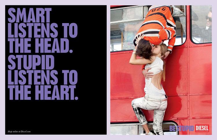 Diesel advertisement: Smart, stupid, dangerous kiss