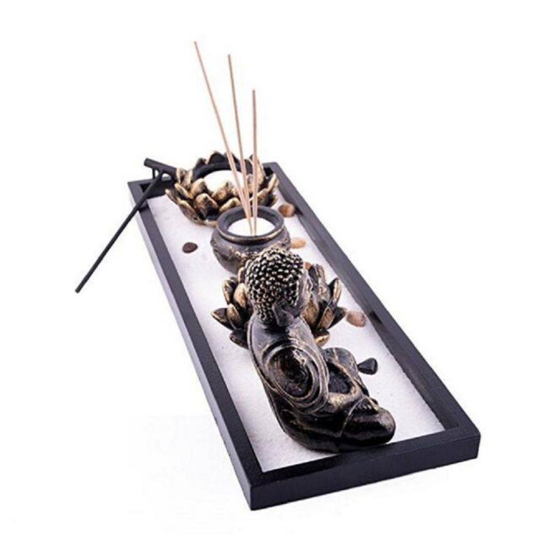 Feng Shui Zen Garden Sand Buddha Rocks Lotus Incense Burner W Fengshuisale Red String Bracelet Sku:H1023 Image 5