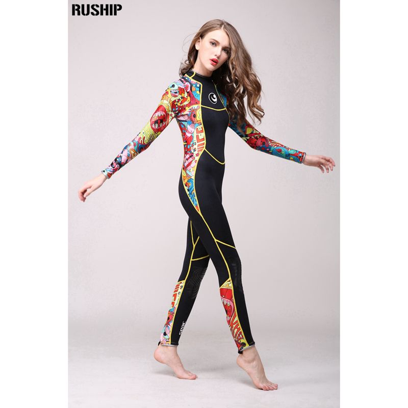 High quality 3 mm women neoprene wetsuit High elasticity color stitching Surf Diving Equipment Jellyfish clothing long sleeved Image 4