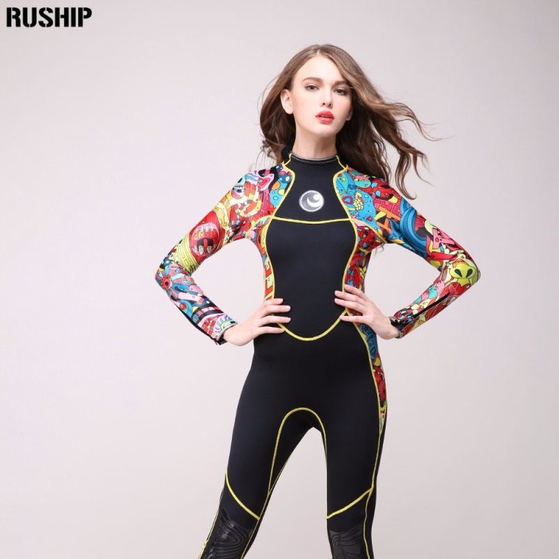 High quality 3 mm women neoprene wetsuit High elasticity color stitching Surf Diving Equipment Jellyfish clothing long sleeved Image 6