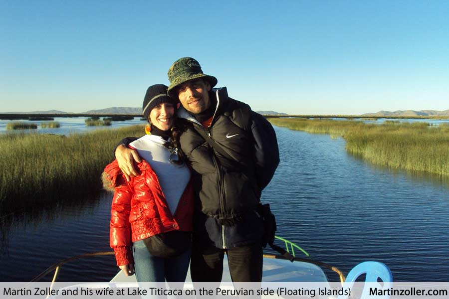 Martin Zoller with wife Oazis at Lake Titicaca, Peru