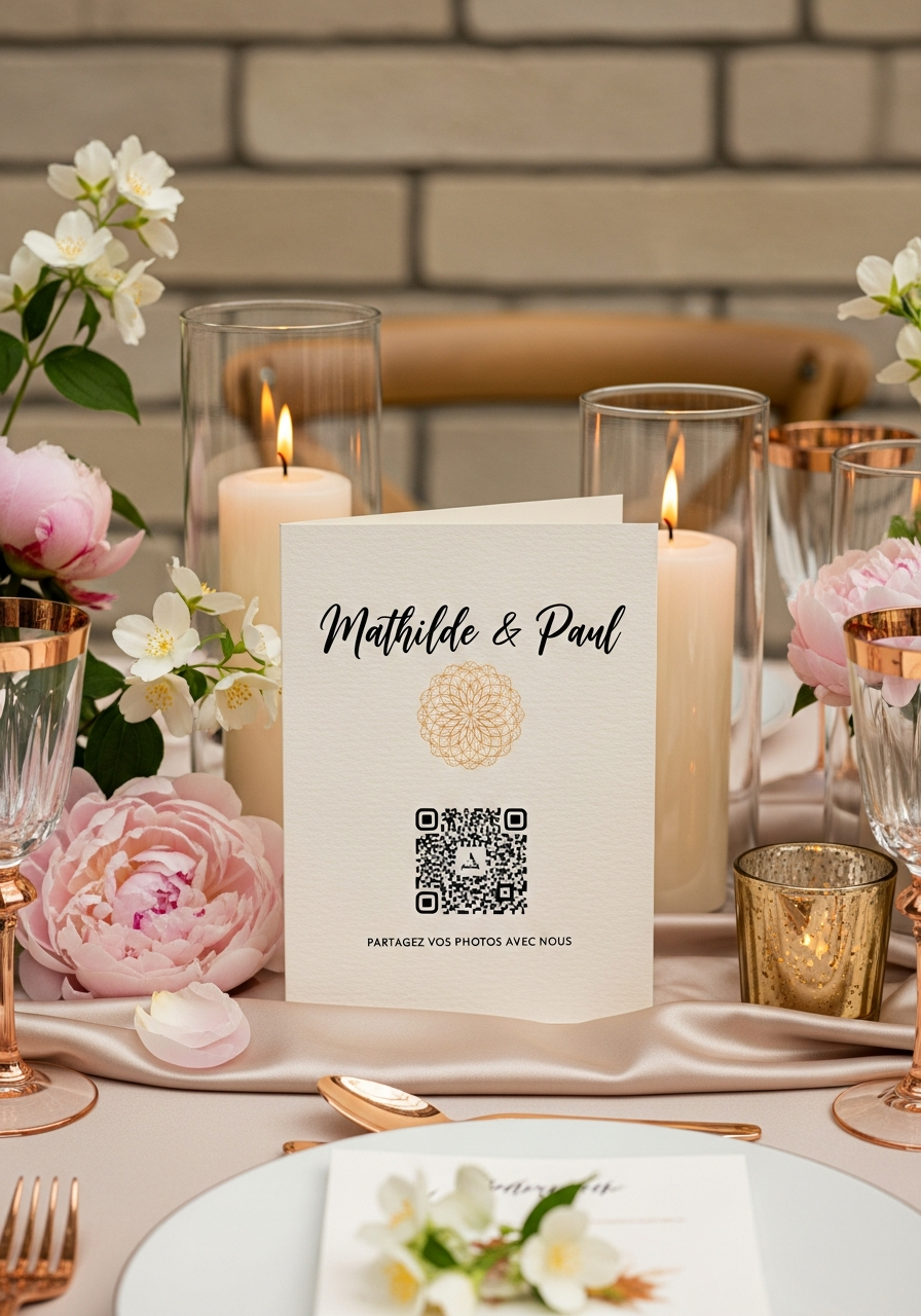Affiche QR Code Mariage Chic Mandala Ambre | Mathilde & Paul | Invinee