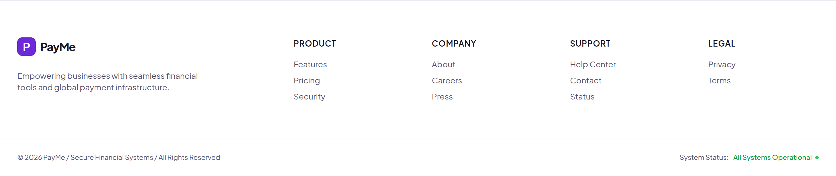 PayMe Footer preview
