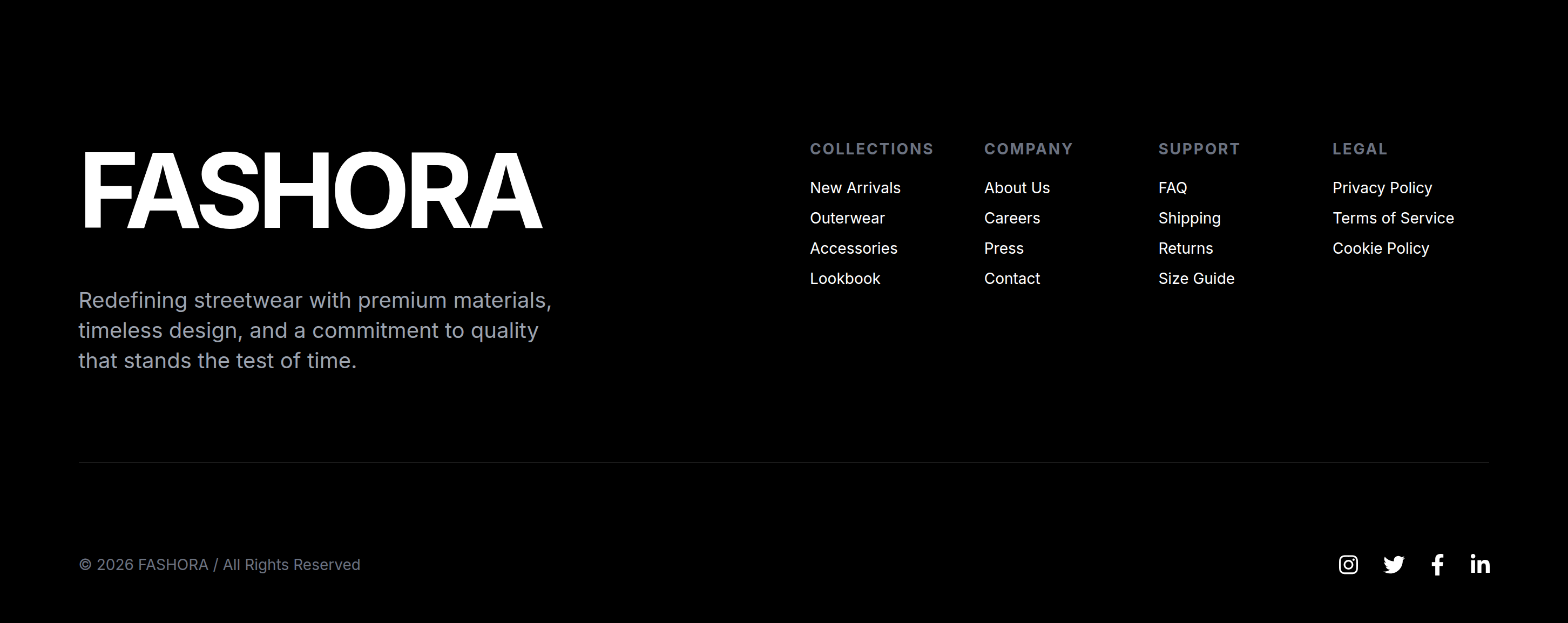 Fashora Footer preview