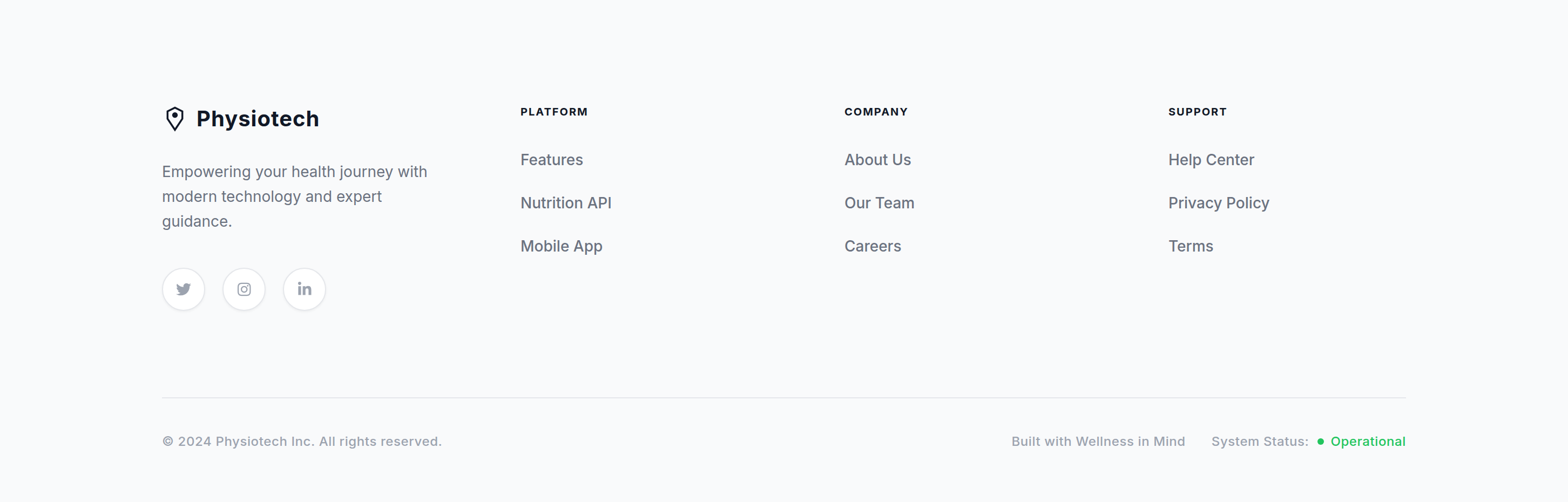 Physiotech Footer preview