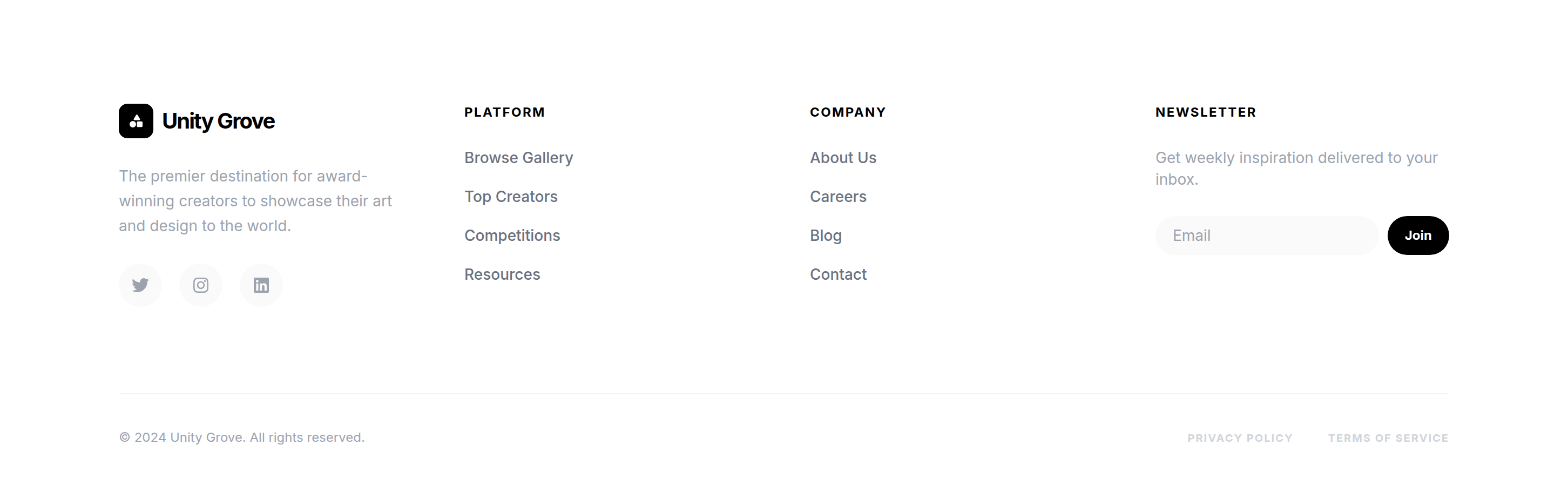 Unity Grove Footer preview