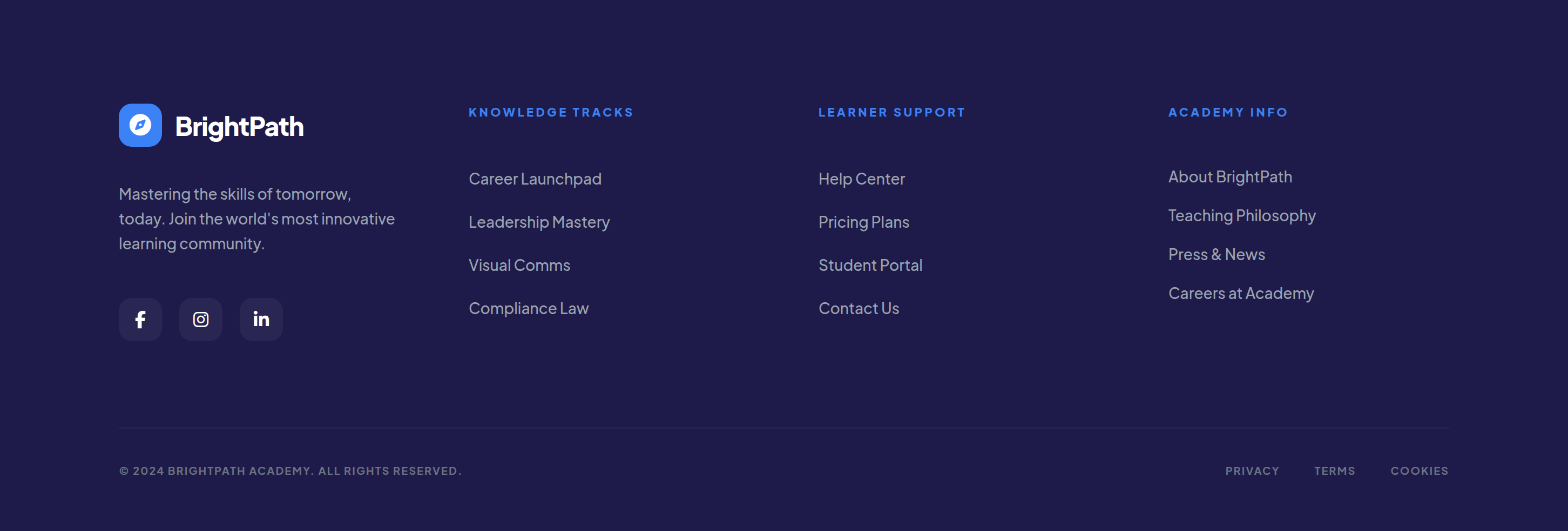 BrightPath Academy Footer preview