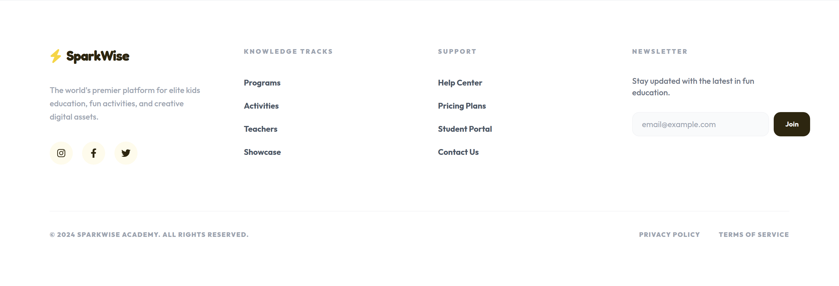 SparkWise Footer preview