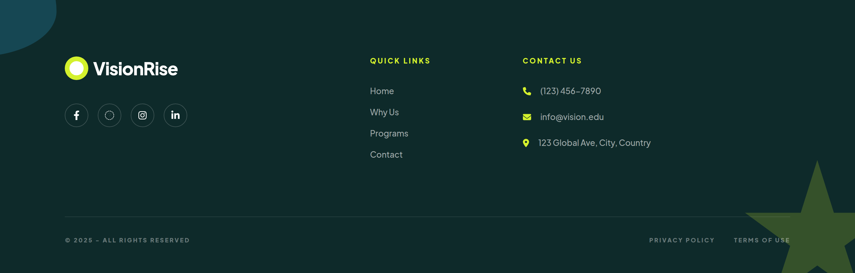 VisionRise Footer preview