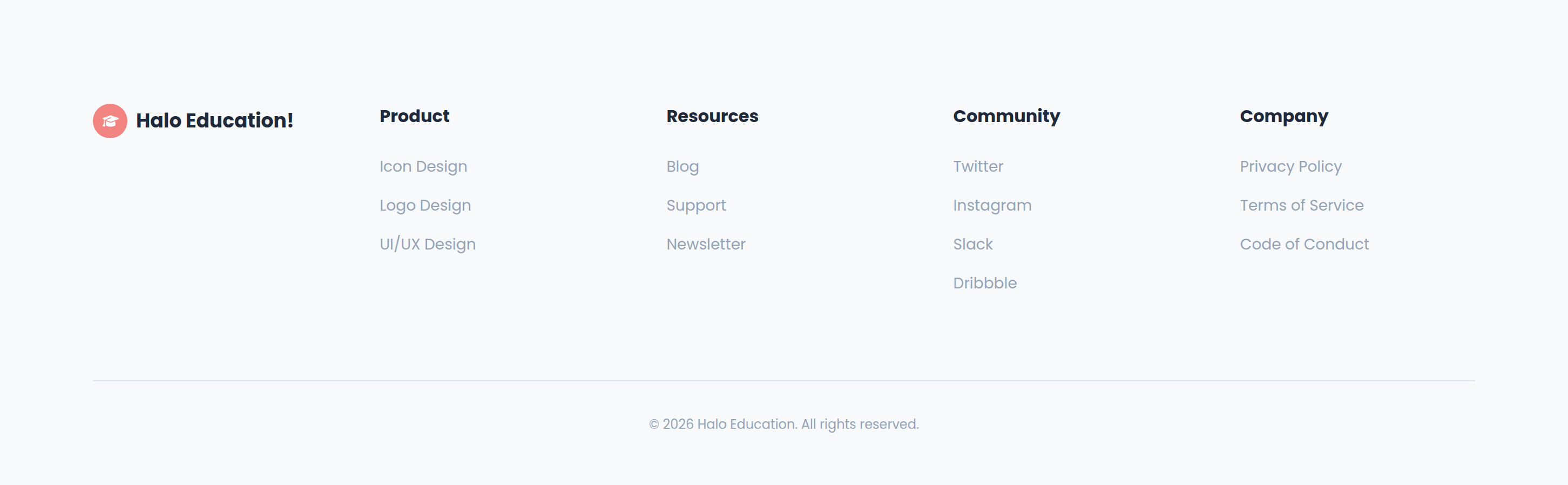 Halo Education Footer preview