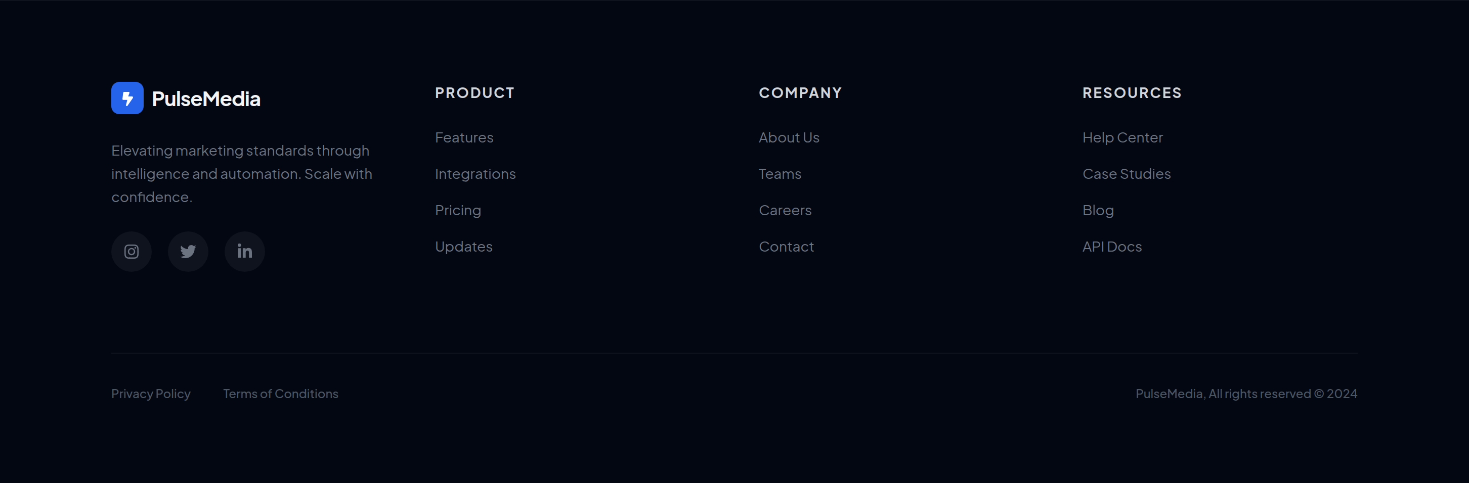 PulseMedia Footer preview