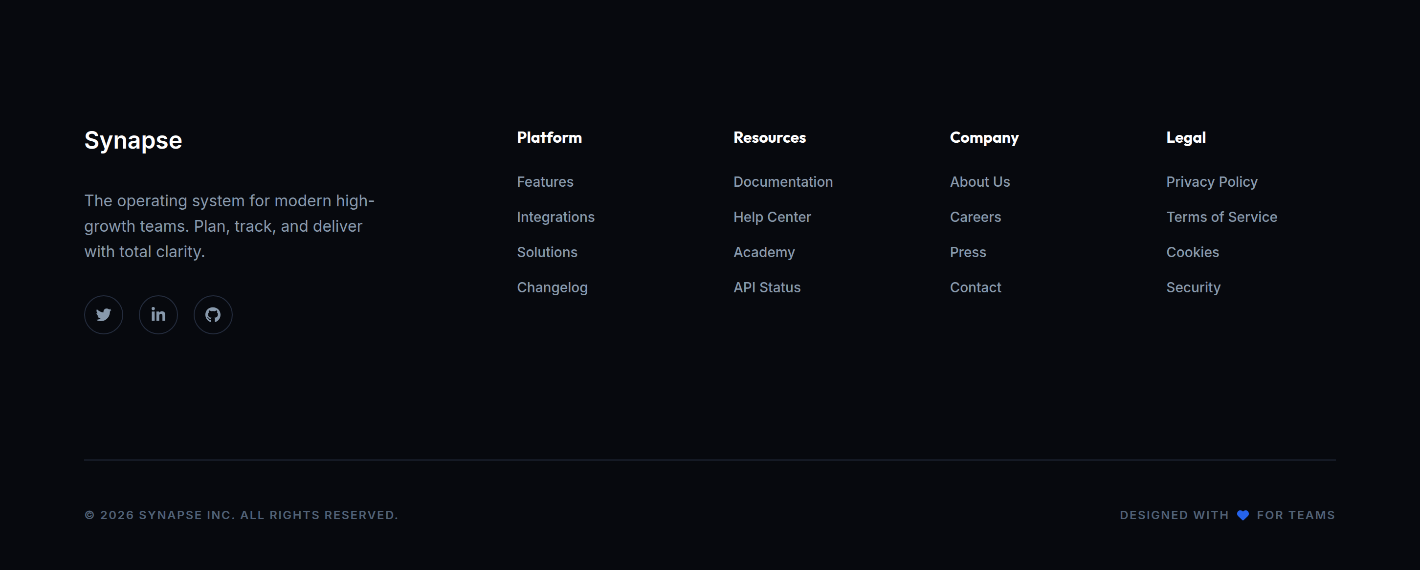 Synapse Footer preview