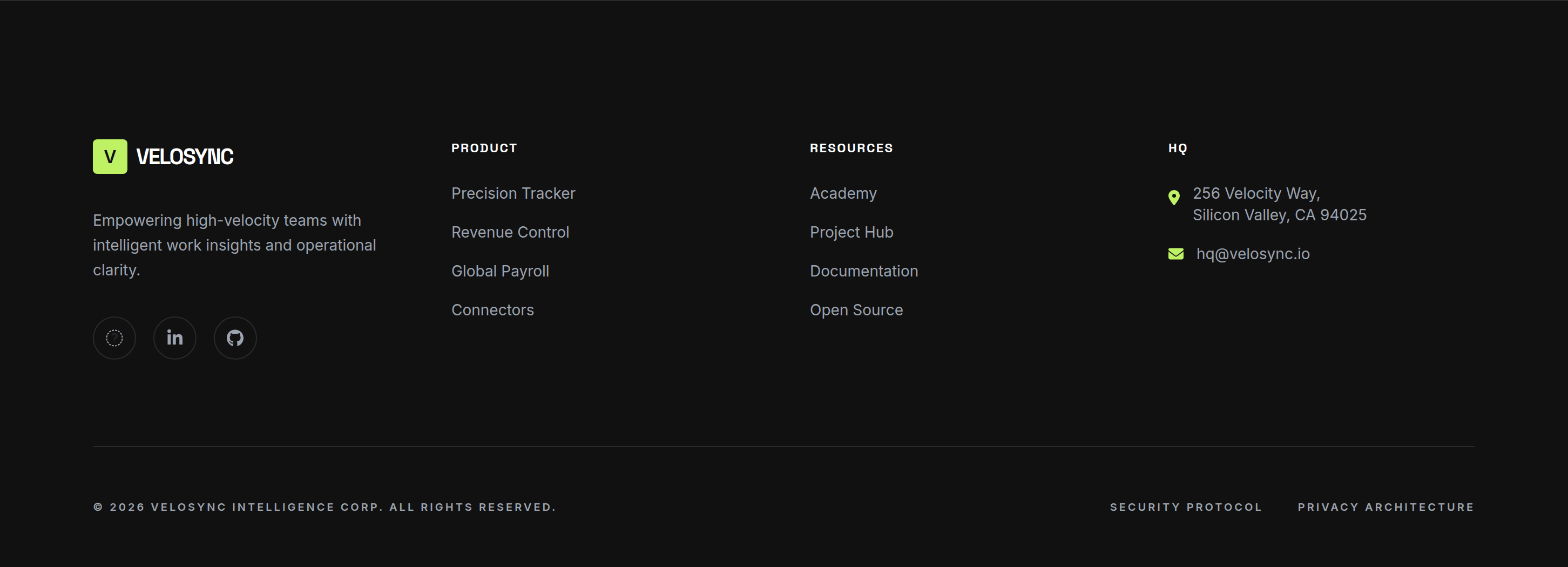 VeloSync Footer preview