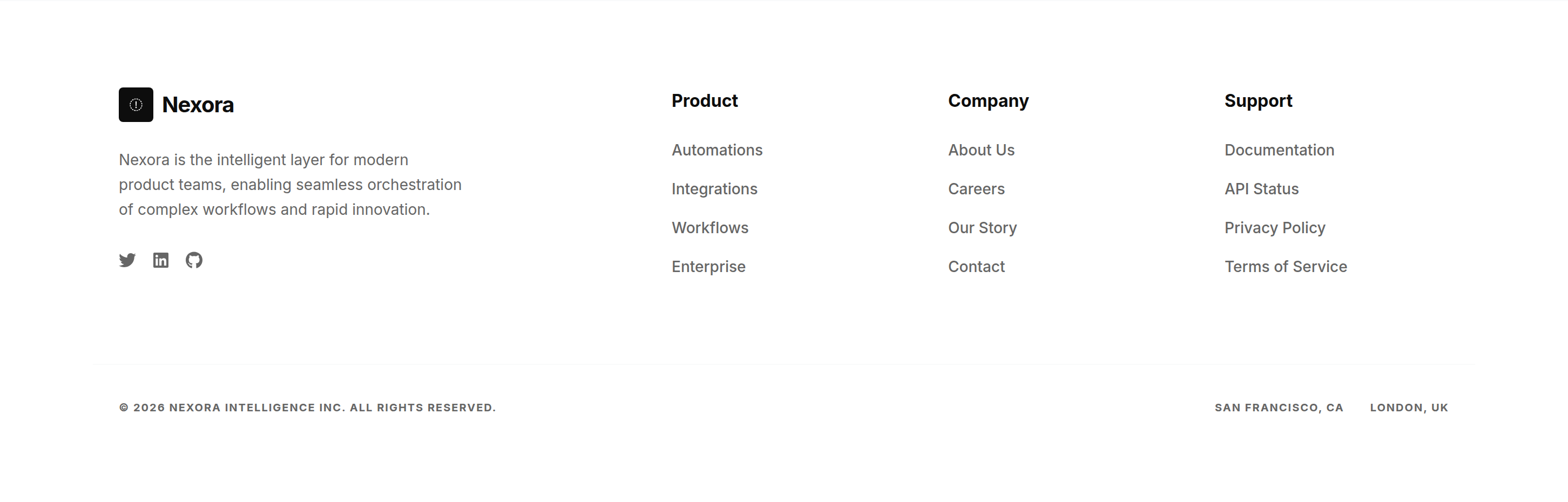Nexora Footer preview