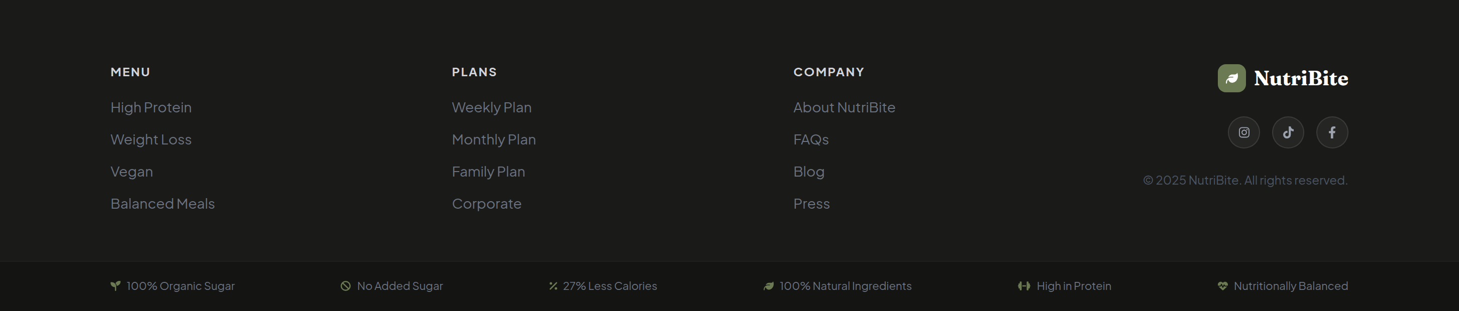NutriBite Footer preview