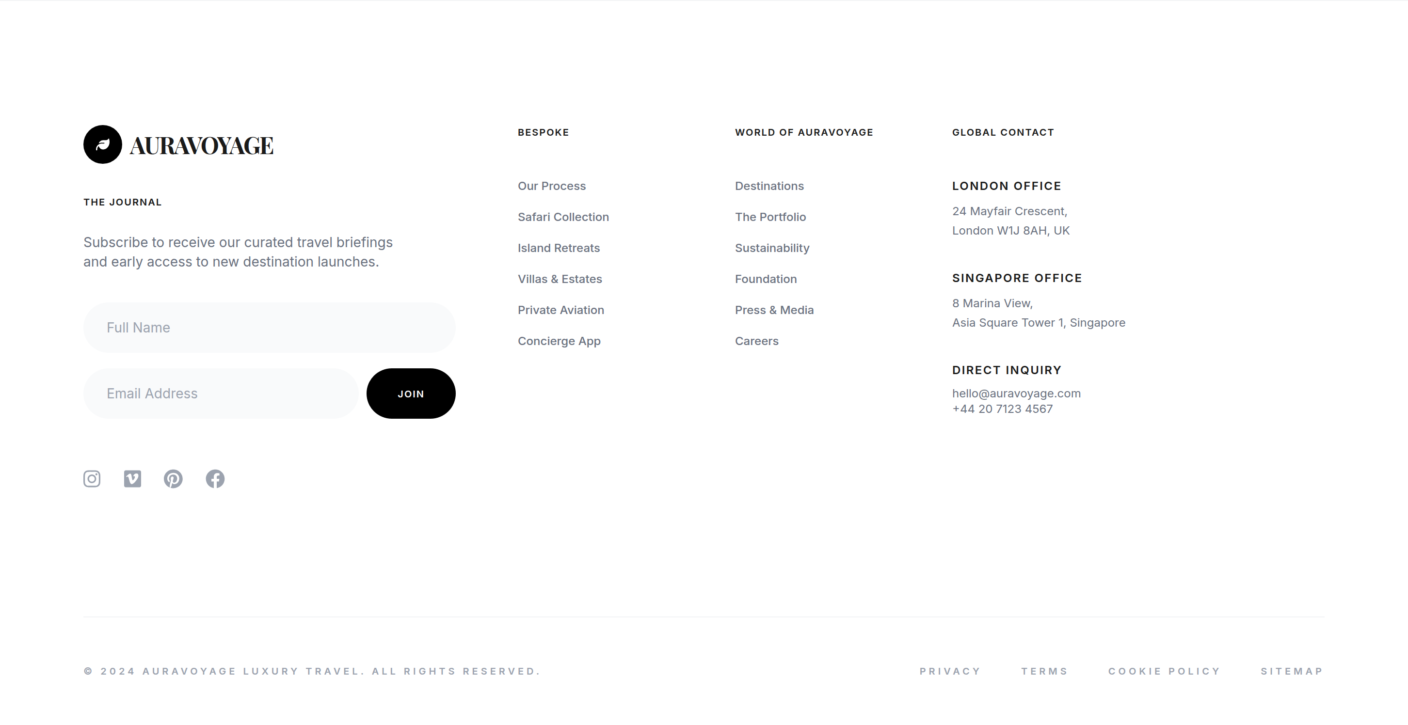 AuraVoyage Footer preview