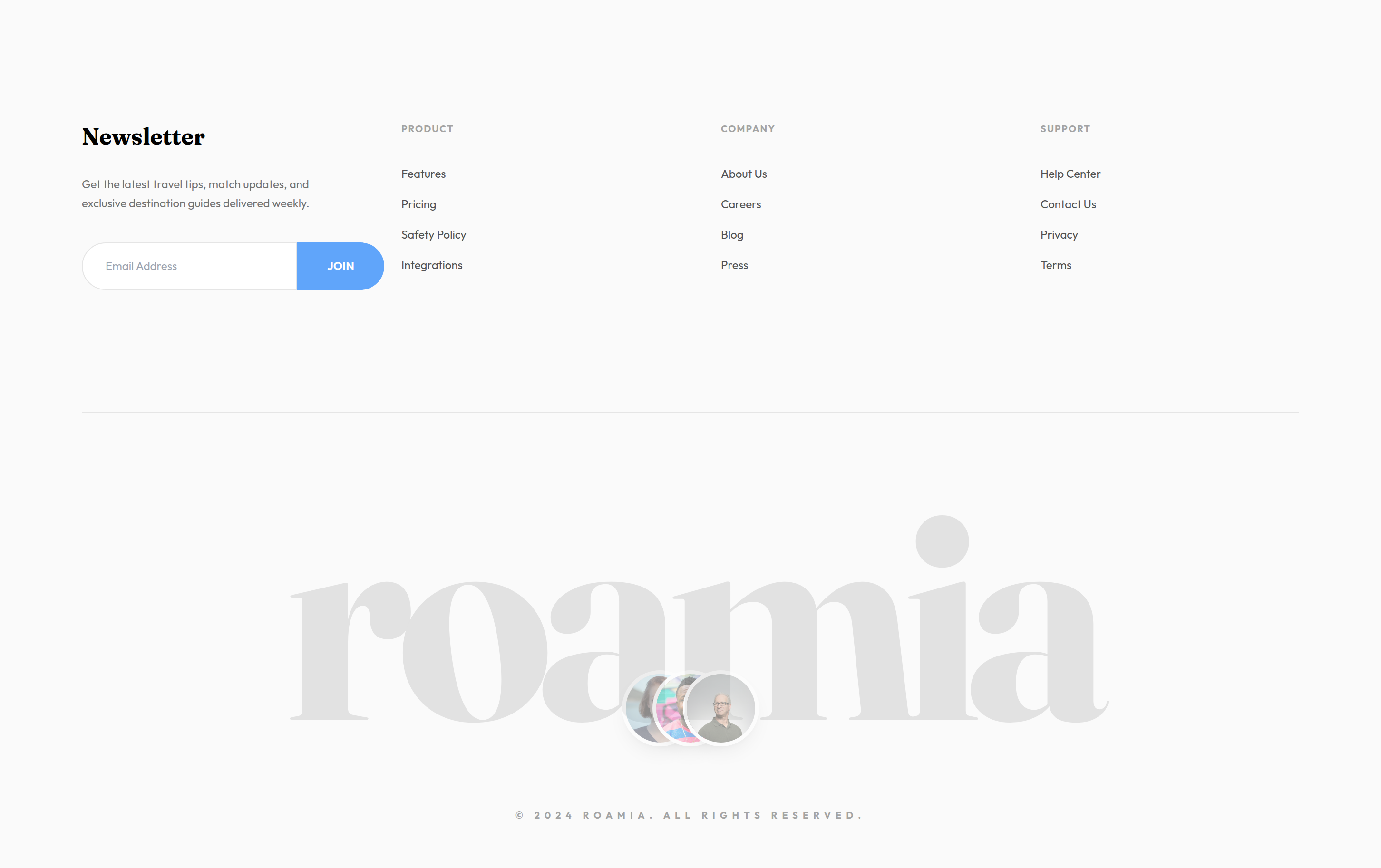 Roamia Footer preview