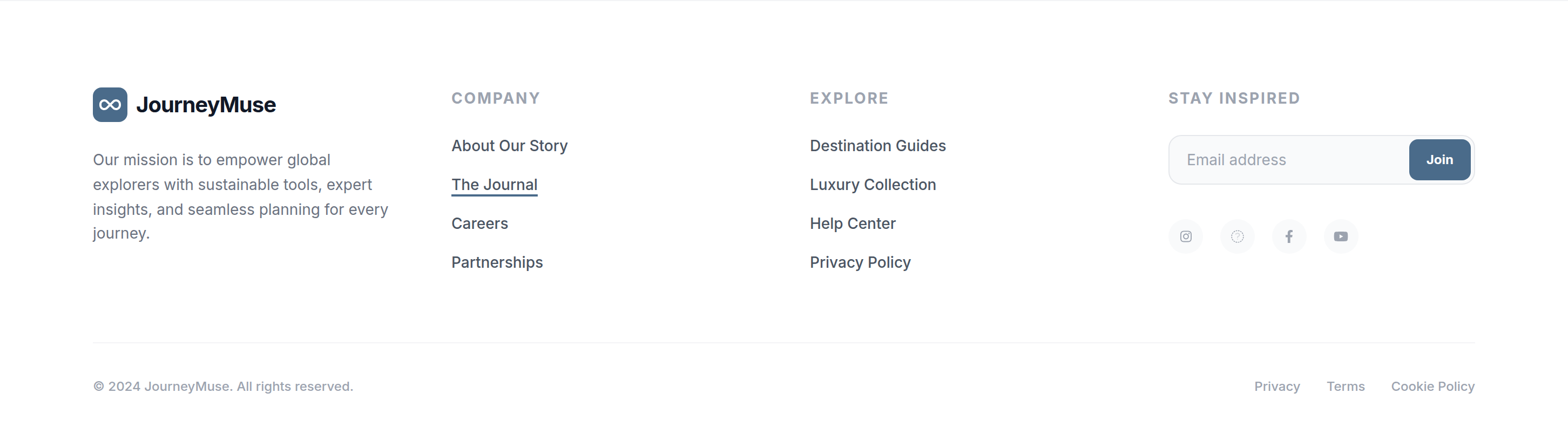 JourneyMuse Footer preview