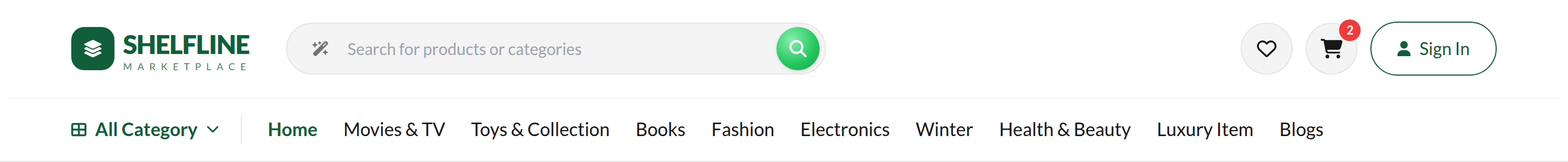 Shelfline Navbar preview