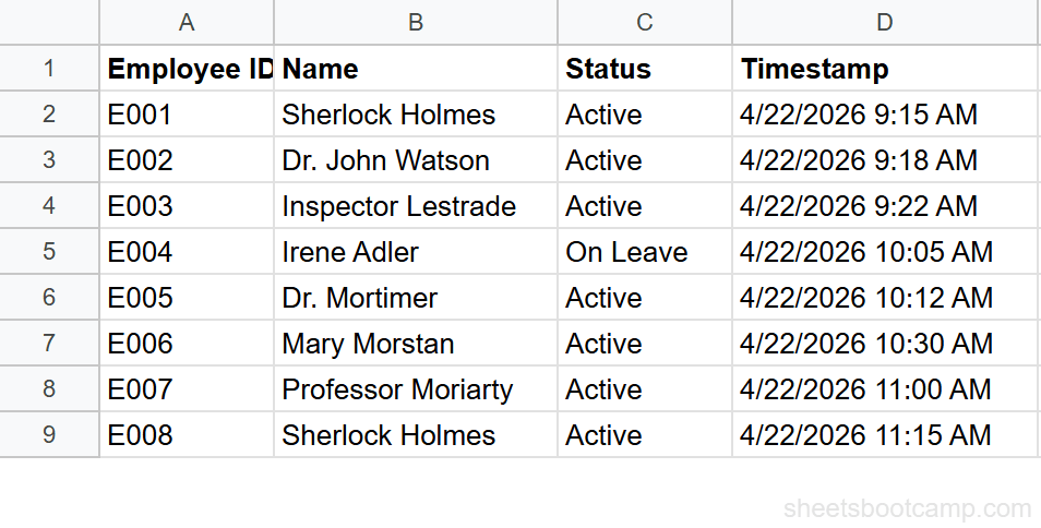 Apps Script auto-timestamp recording permanent dates in column D
