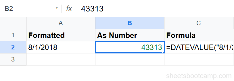 Cell showing a date and the same date displayed as a serial number after changing the format to Number