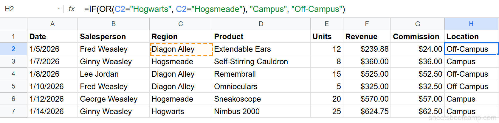 IF with OR formula checking for multiple region values