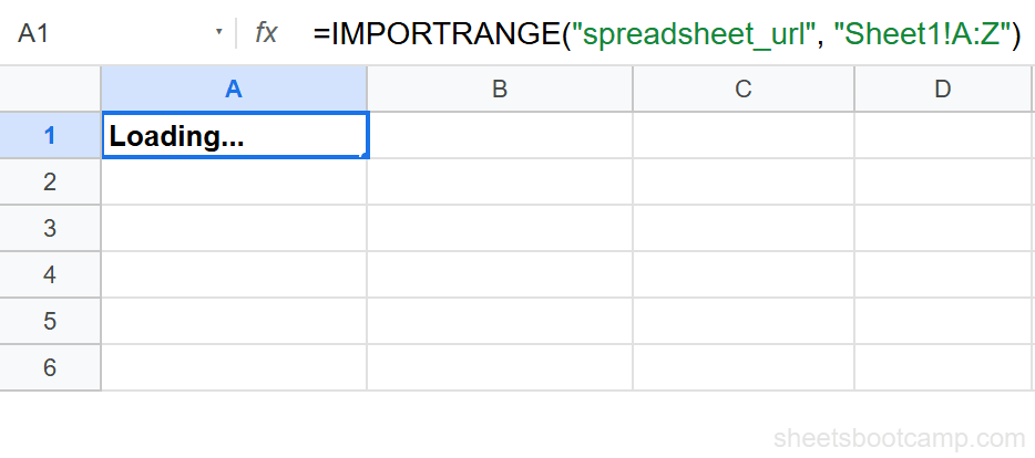 IMPORTRANGE formula showing a large range in the formula bar