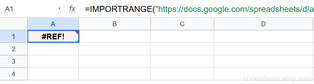 #REF error in the cell when IMPORTRANGE access has not been granted